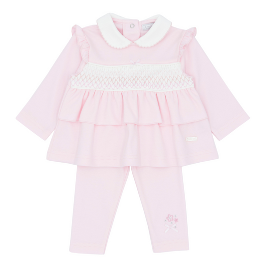 Amore Girls Pink Smock Tunic Legging Set