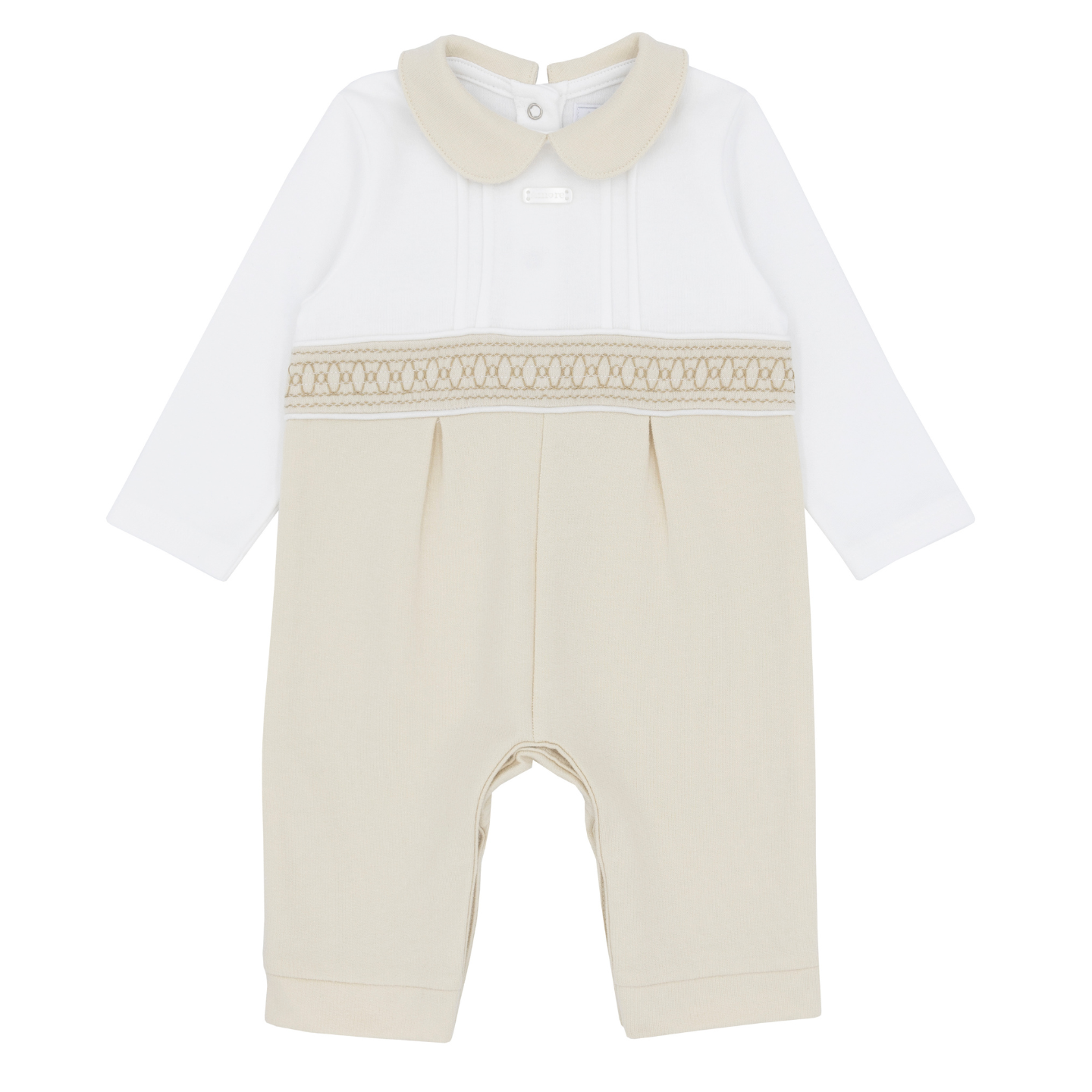 Amore Boys Beige Smock Romper