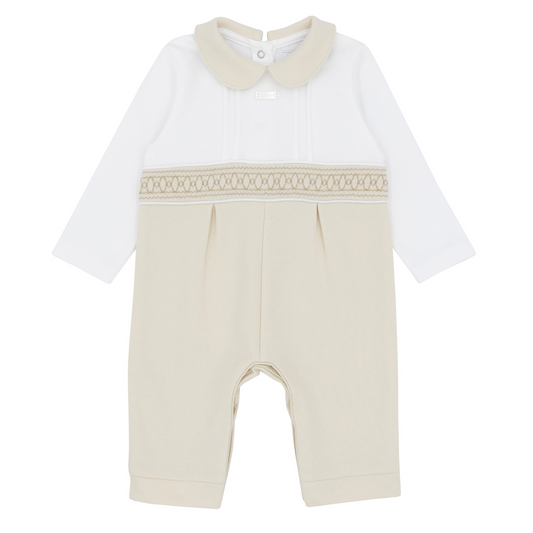 Amore Boys Beige Smock Romper