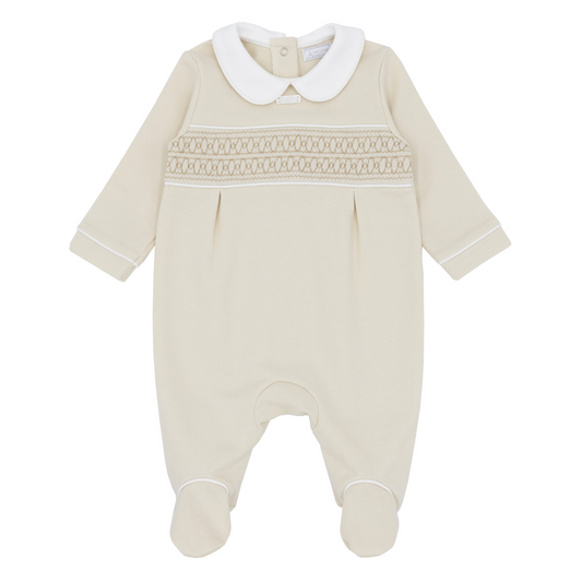 Amore Beige Smock Sleepsuit