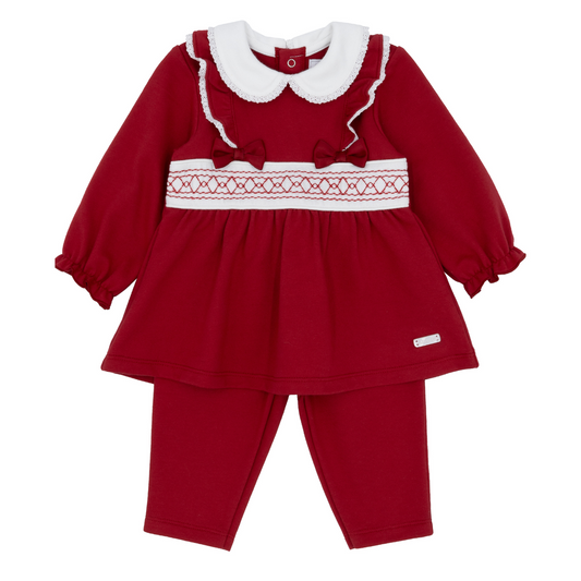 Amore Girls Red Smock Tunic Legging Set