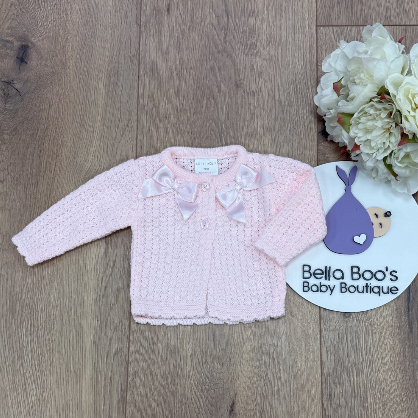 Baby Girls Pink Knit Cardigan With Bow