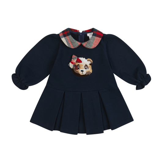 Deolinda Girls Navy/Red Pleated Dress