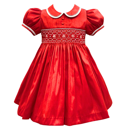 Pretty Originals Girls Red Smock Dress