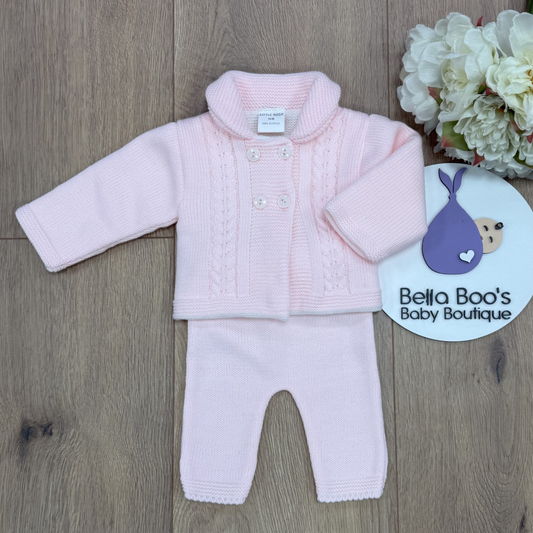 Little Nosh Pink Knitted Jacket & Trouser Set