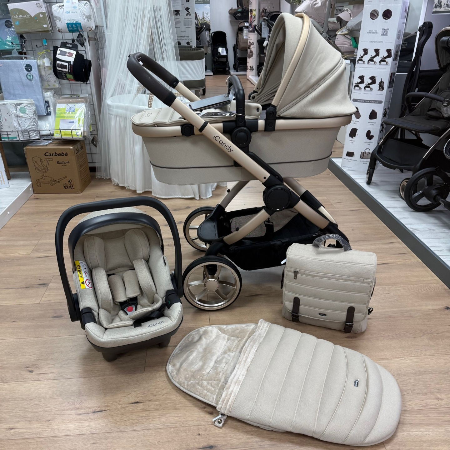 EX-DISPLAY iCandy Peach 7 Biscotti Complete Bundle With Cocoon Car Seat & Base