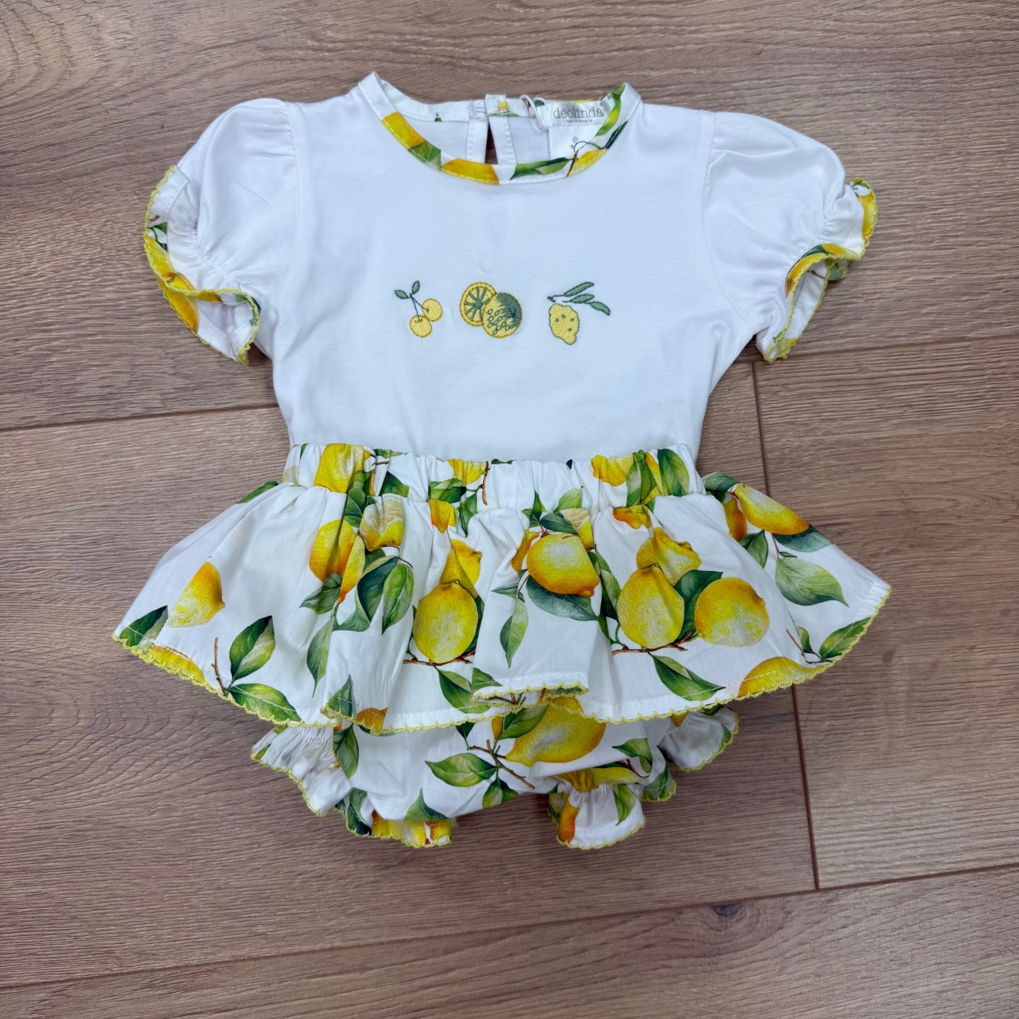 Deolinda Baby Girls Sorrento Lemon Two Piece Ruffle Pant Set