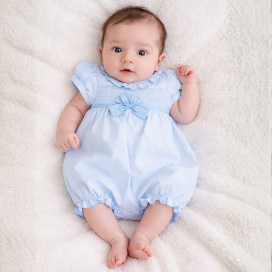 Baby Girls Blue Smock Romper