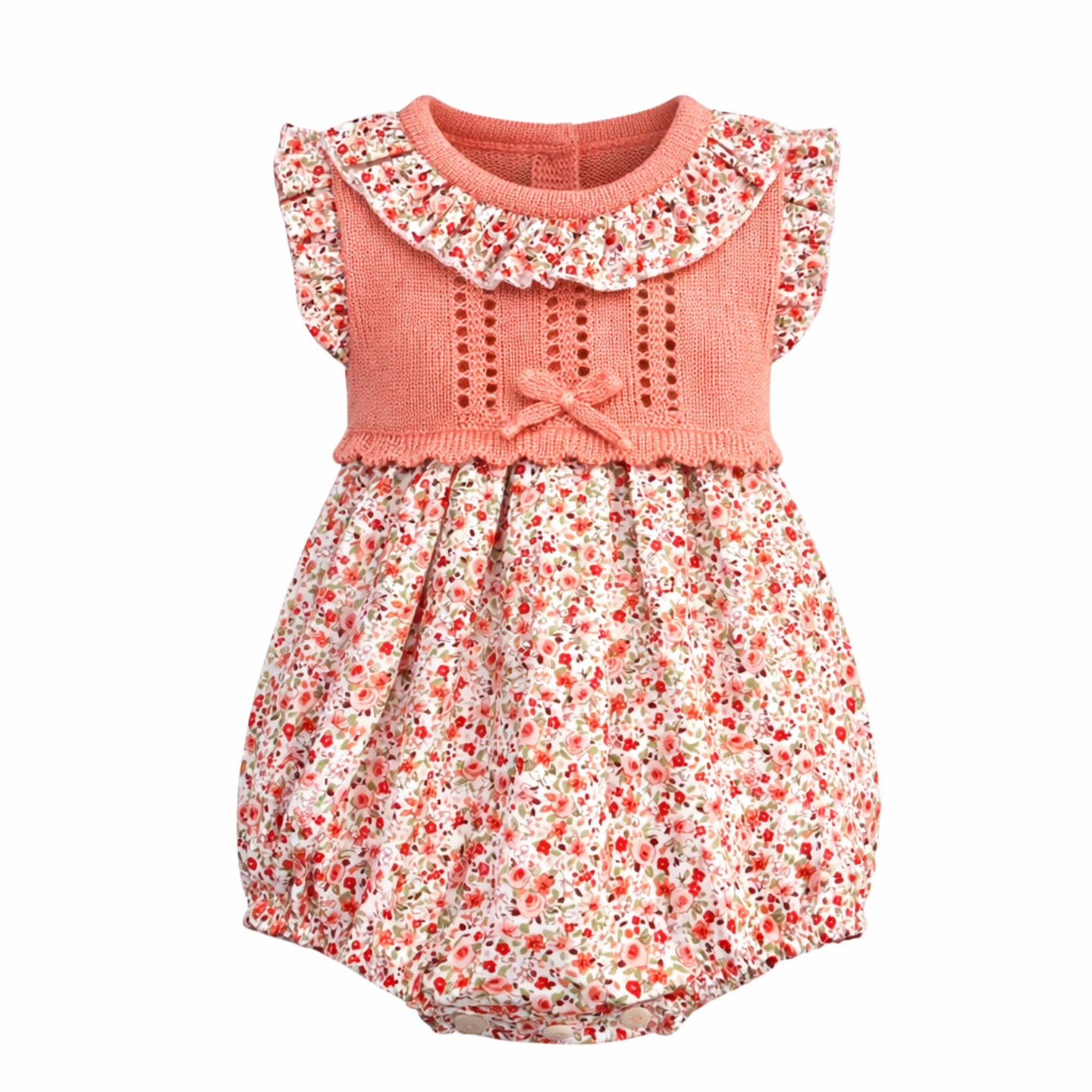 Sardon Baby Girls Coral Floral Romper