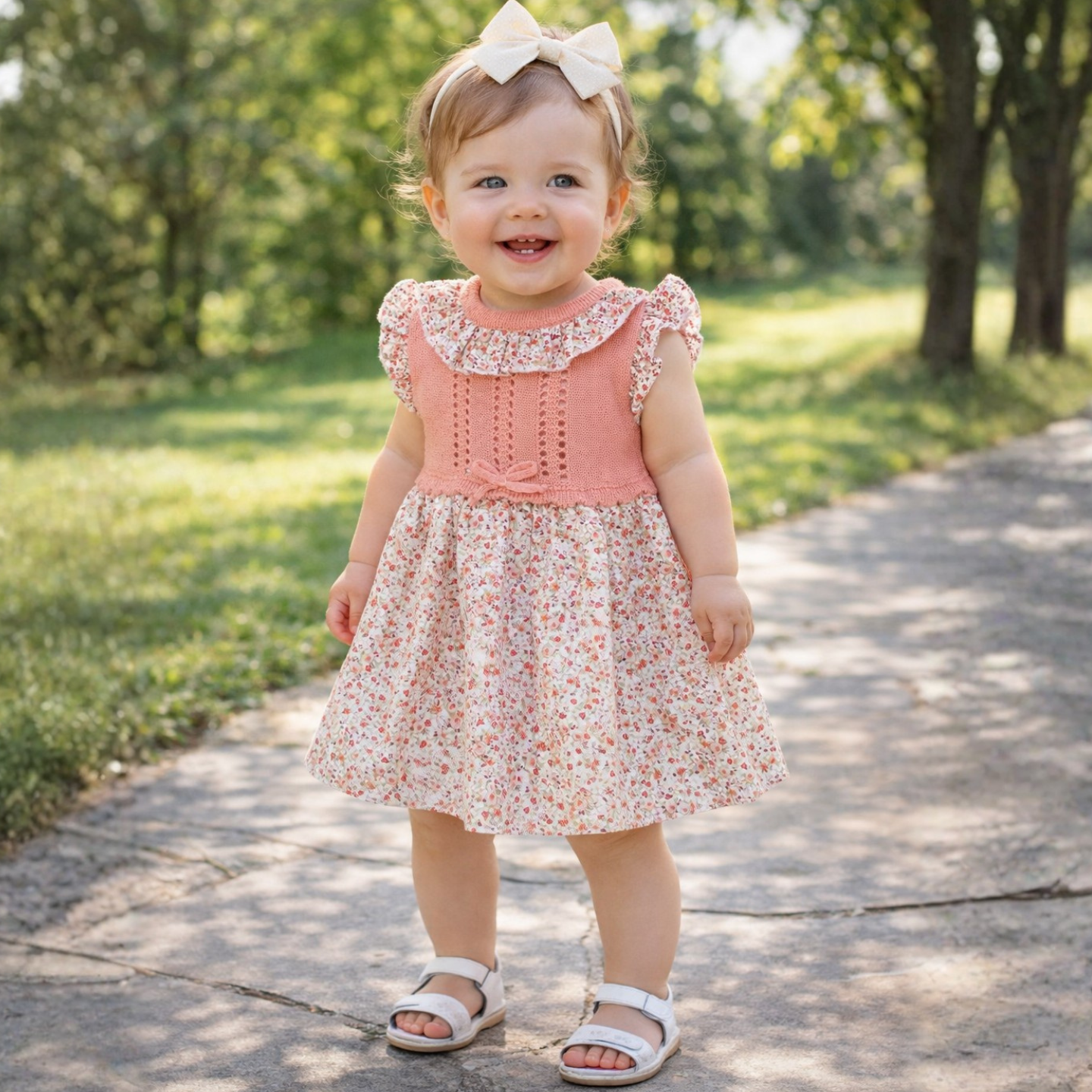 Sardon Girls Coral Floral Dress