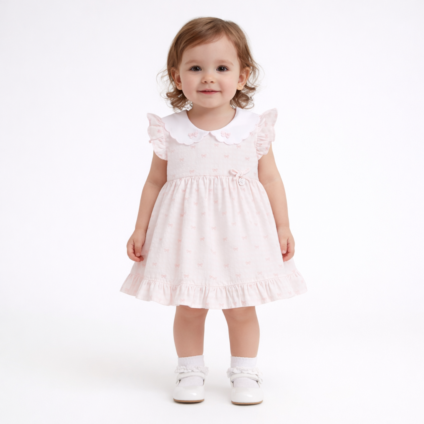 Deolinda Girls Pink Bow Dress & Pant Set