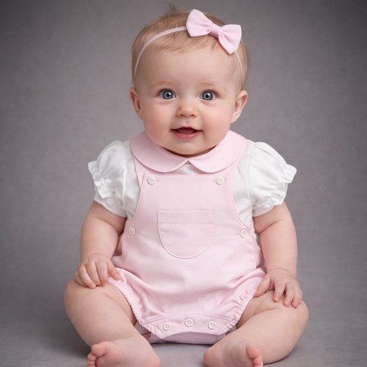 Little Nosh Baby Pink Romper & Blouse Set