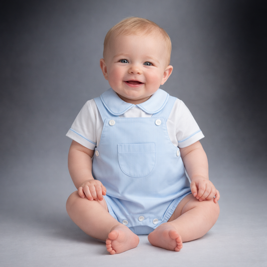 Little Nosh Baby Blue Romper & Shirt Set