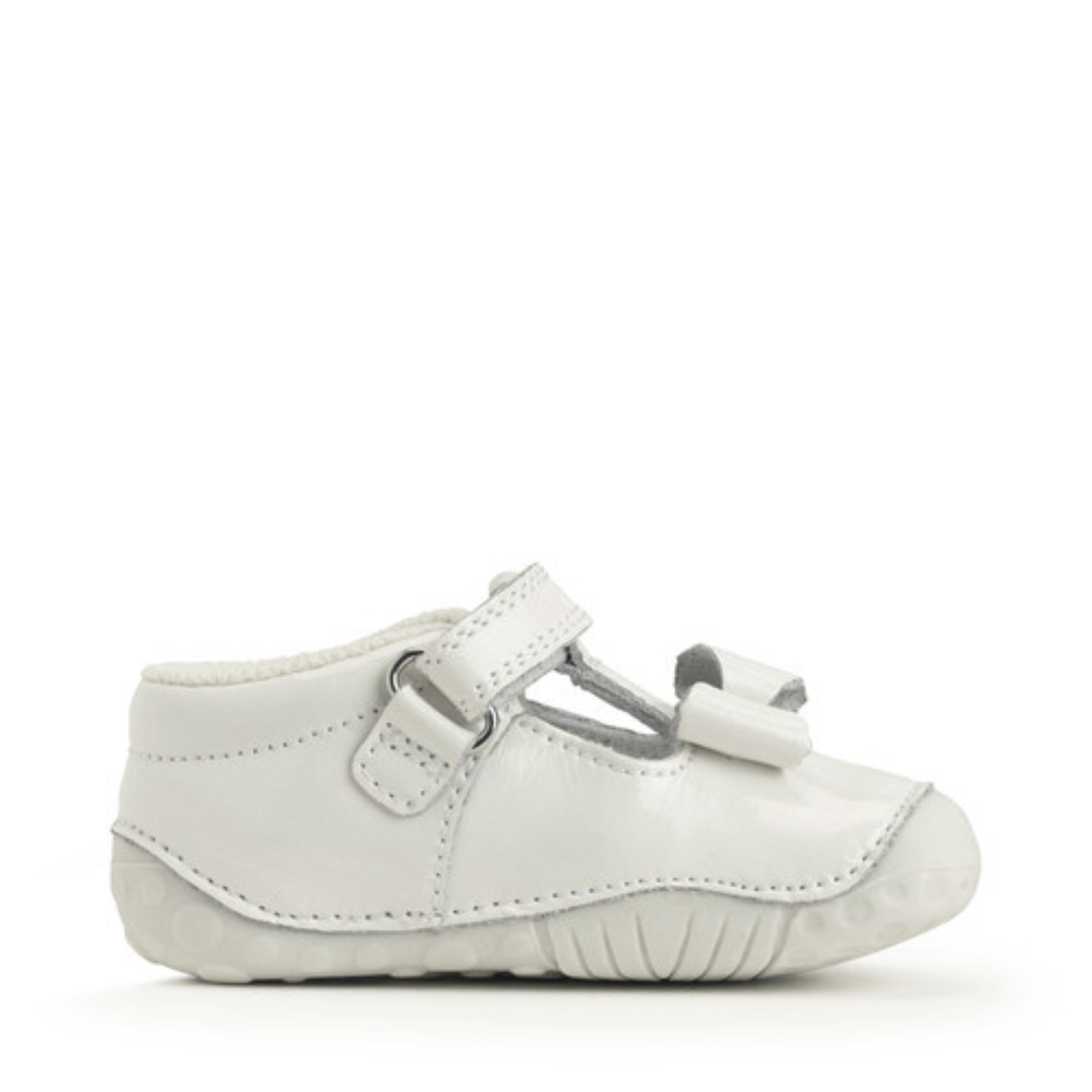 Start Rite Wiggle White Patent Rip Tape Pre Walker