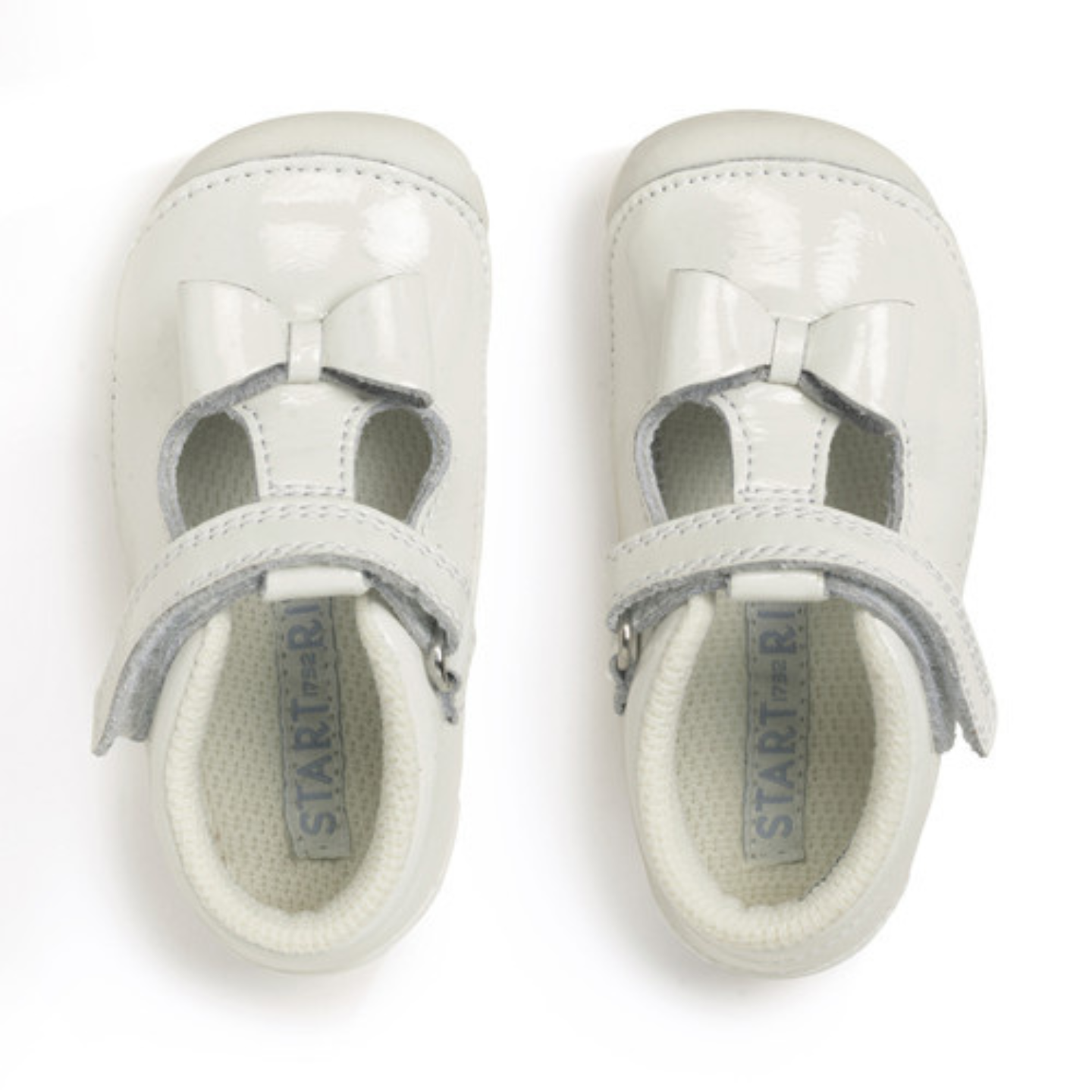 Start Rite Wiggle White Patent Rip Tape Pre Walker