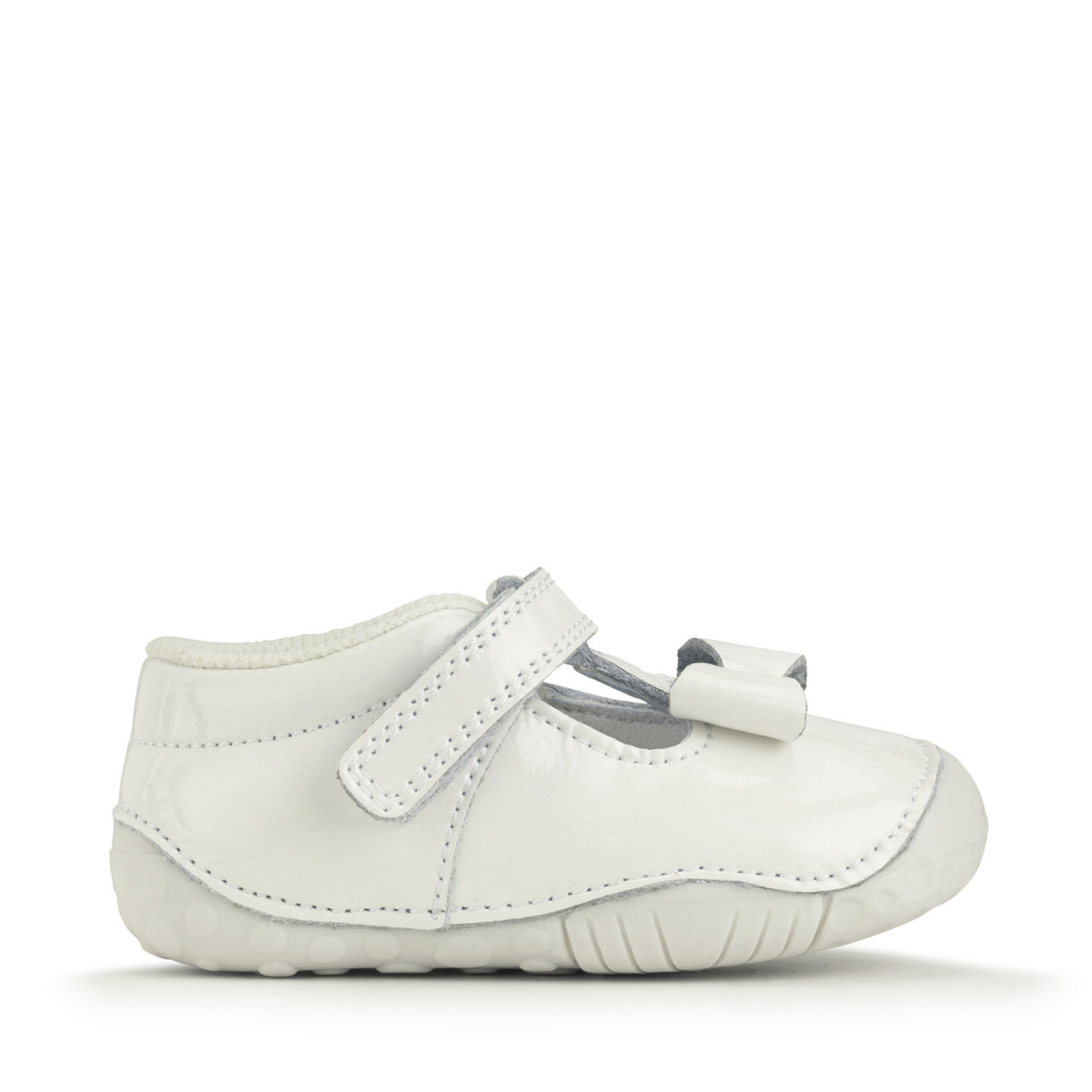 Start Rite Wiggle White Patent Rip Tape Pre Walker