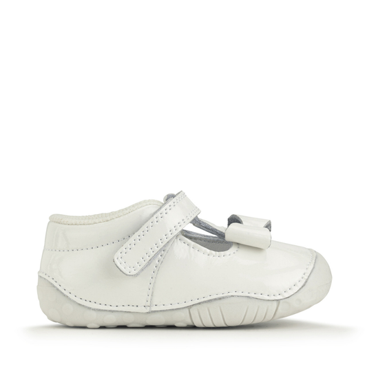 Start Rite Wiggle White Patent Rip Tape Pre Walker
