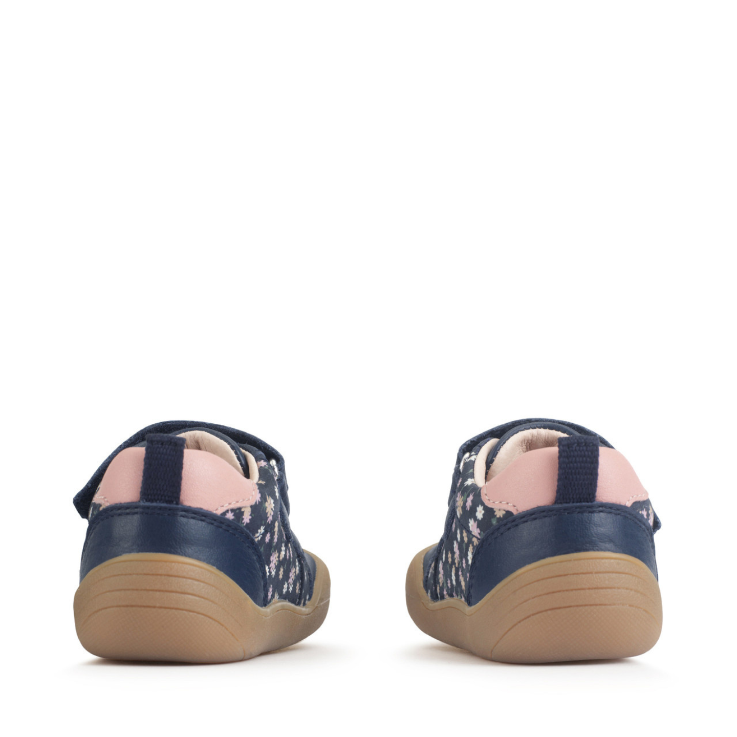 Duel Navy Floral/Leather First Walking Trainers