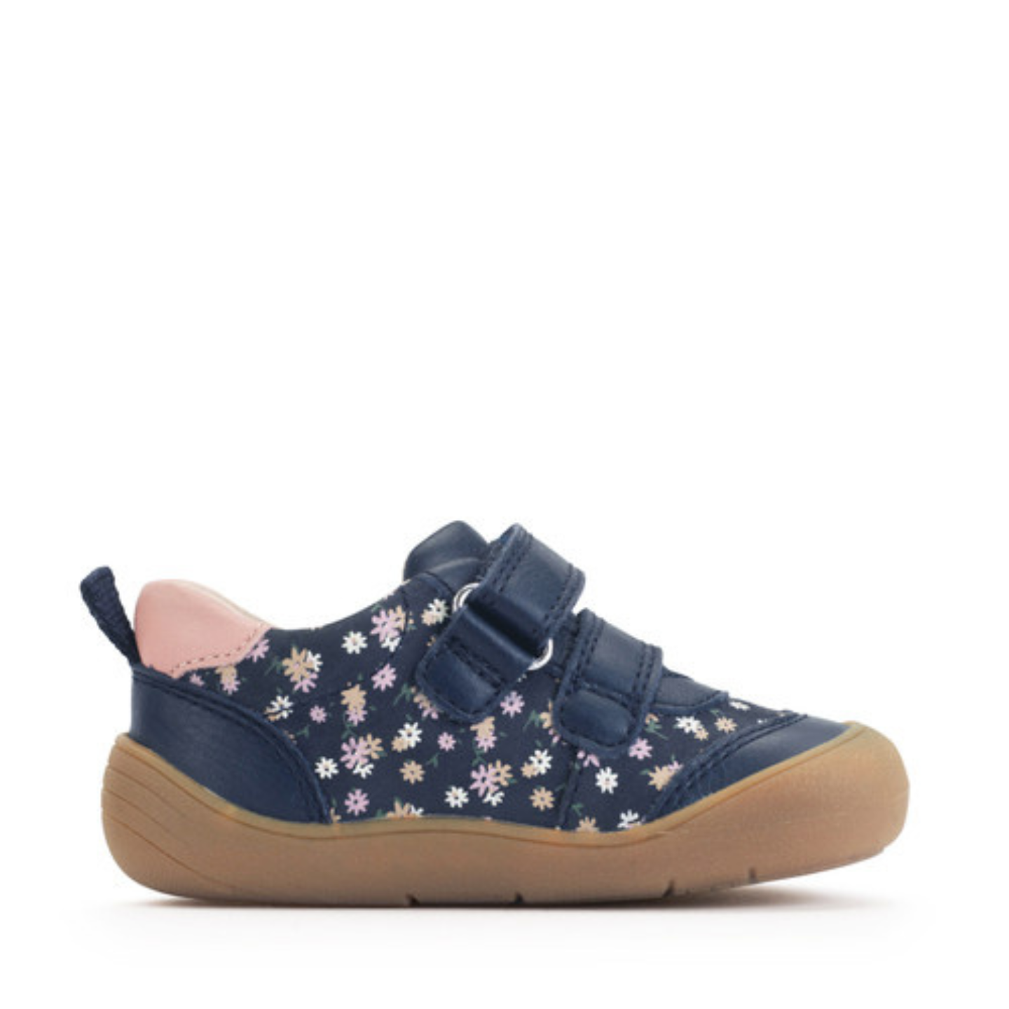 Duel Navy Floral/Leather First Walking Trainers