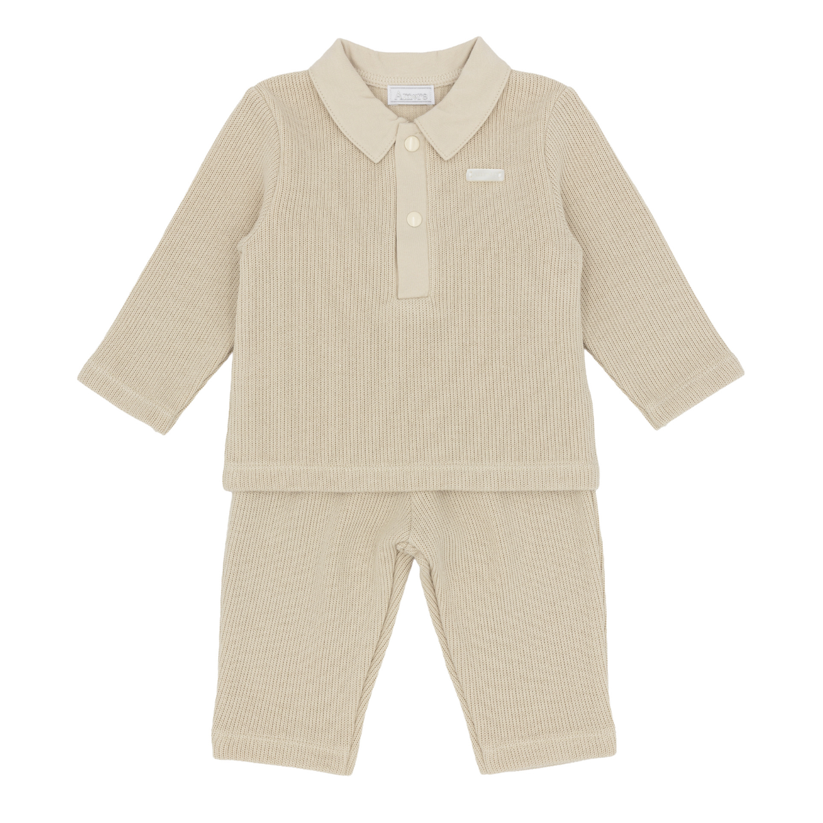 Amore Boys Beige Knitted Polo Set