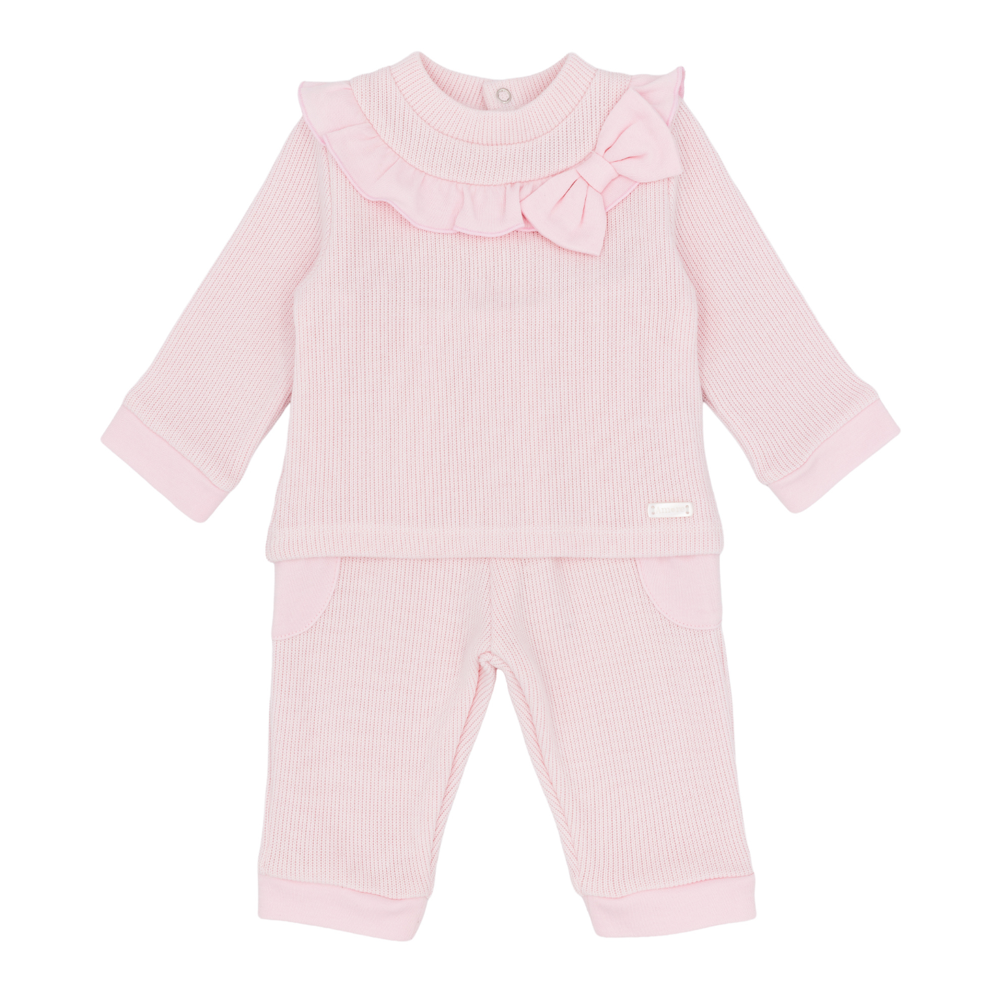 Amore Girls Pink Knitted Trouser Set