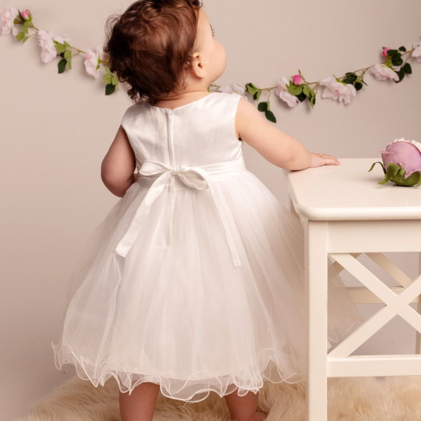 Girls 'Riley' Ivory Christening/Party Dress