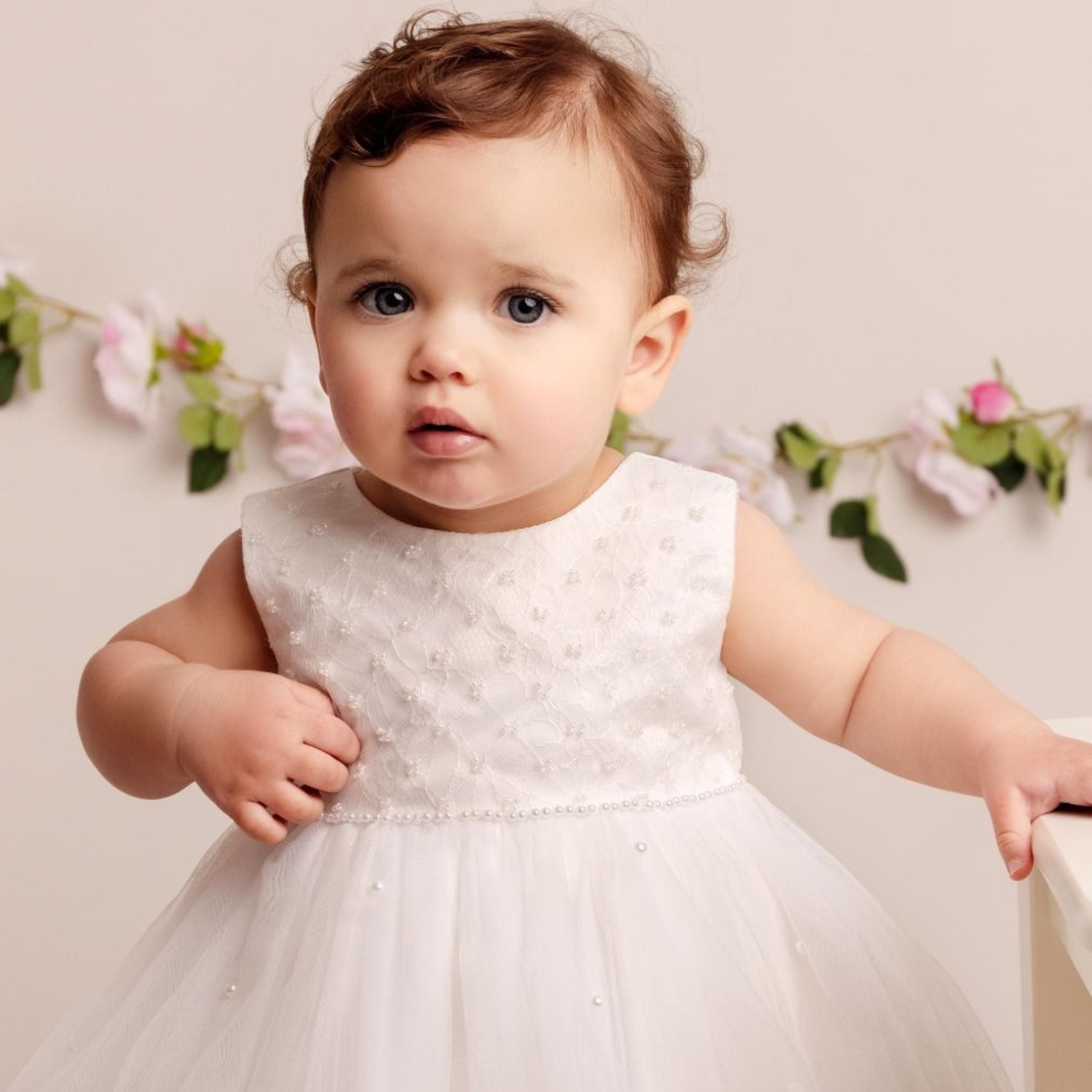 Girls 'Riley' Ivory Christening/Party Dress