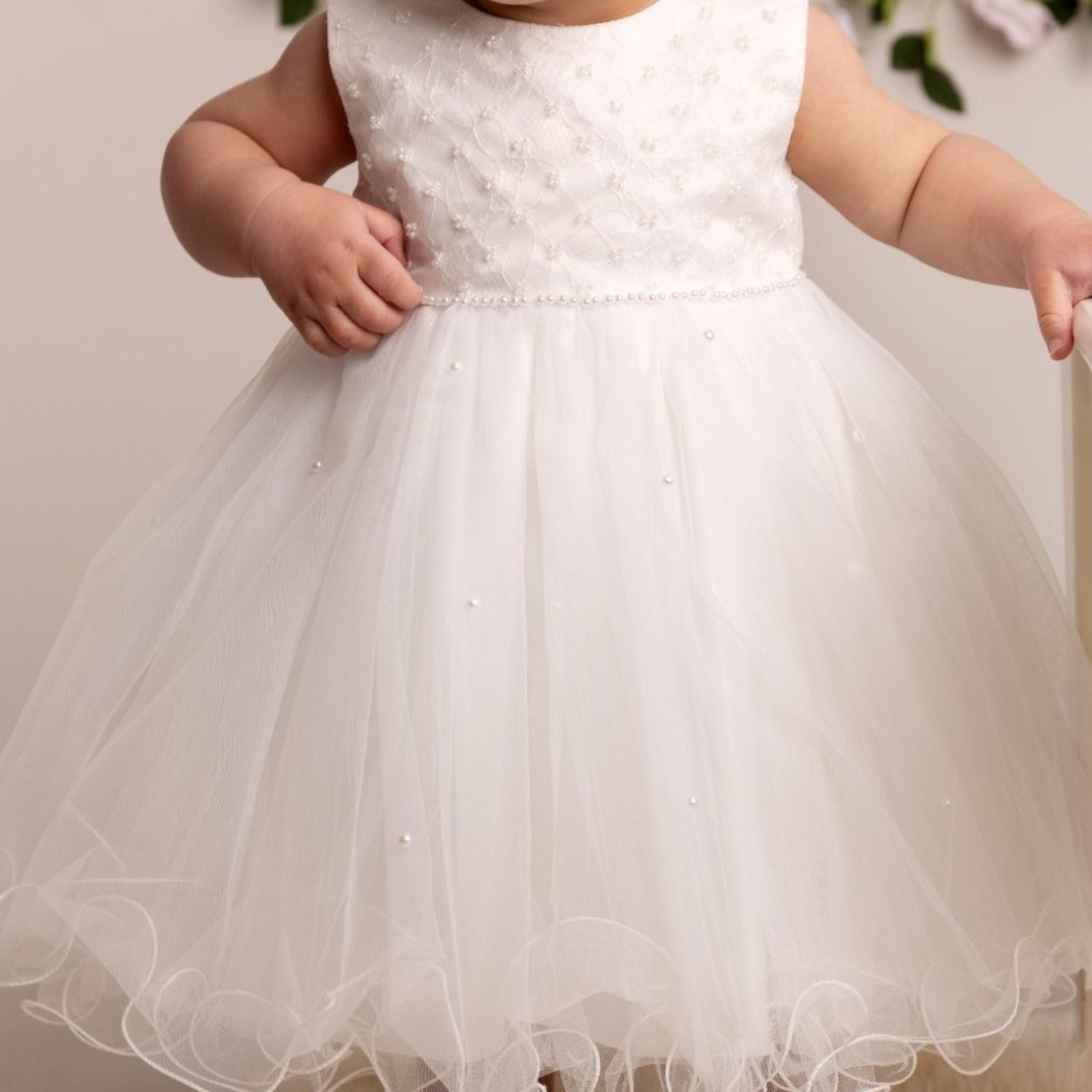 Girls 'Riley' Ivory Christening/Party Dress