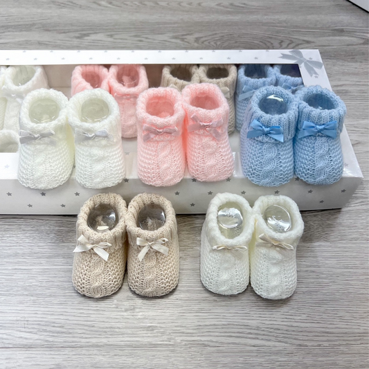 Knitted Bow Booties