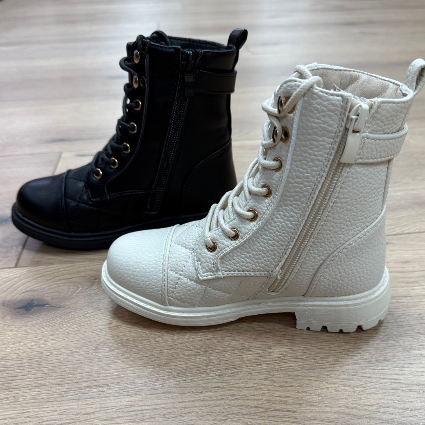 Sevva Girls Zip Up Cream Boots