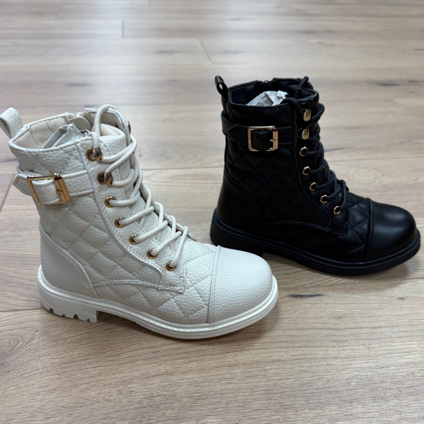 Sevva Girls Zip Up Cream Boots