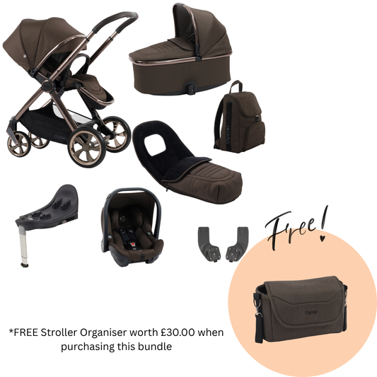 Babystyle Oyster4 Luxury 7 Piece Bundle - Chocolate Velvet *with FREE Stroller Organiser