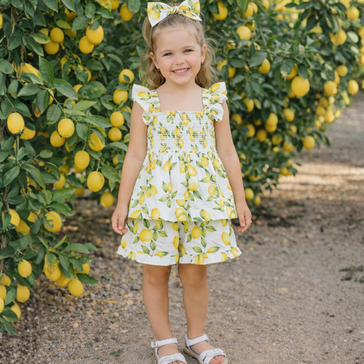 Deolinda Sorrento Girls Lemon Design Short Set