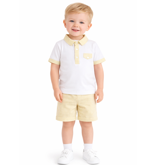 Deolinda Boys White & Lemon Short Set