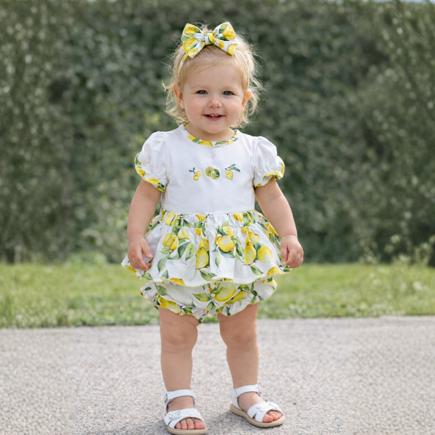 Deolinda Baby Girls Sorrento Lemon Two Piece Ruffle Pant Set