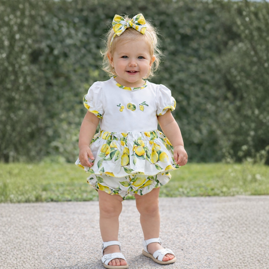Deolinda Baby Girls Sorrento Lemon Two Piece Ruffle Pant Set