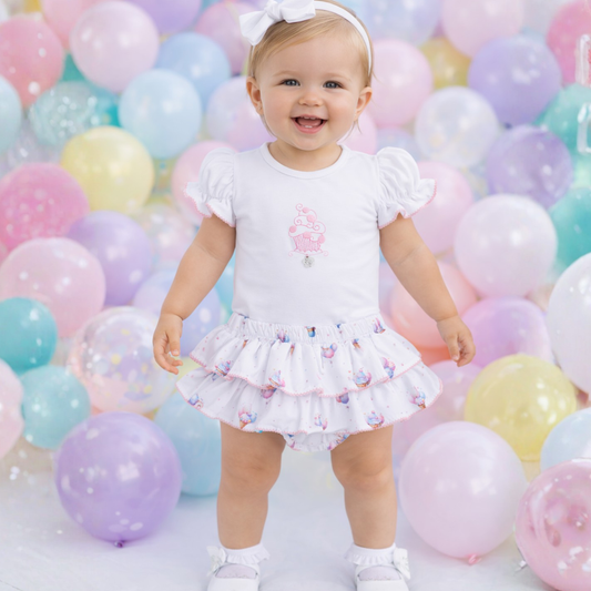 Deolinda Baby Girls Party Two Piece Ruffle Pant Set