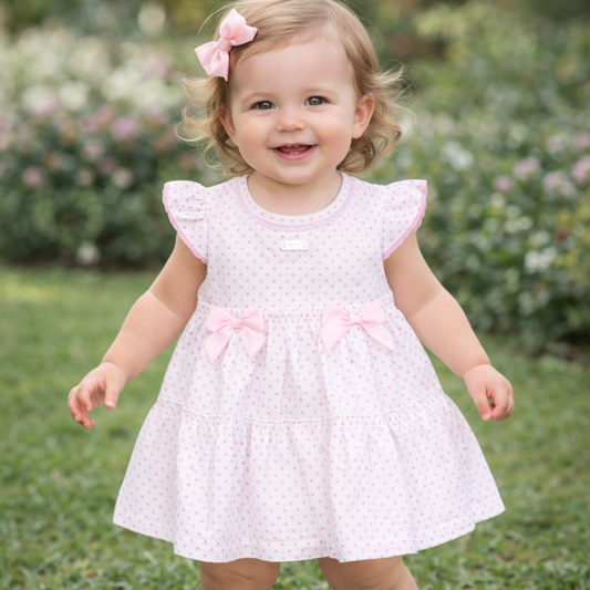 Amore Girls Pink Spot Dress