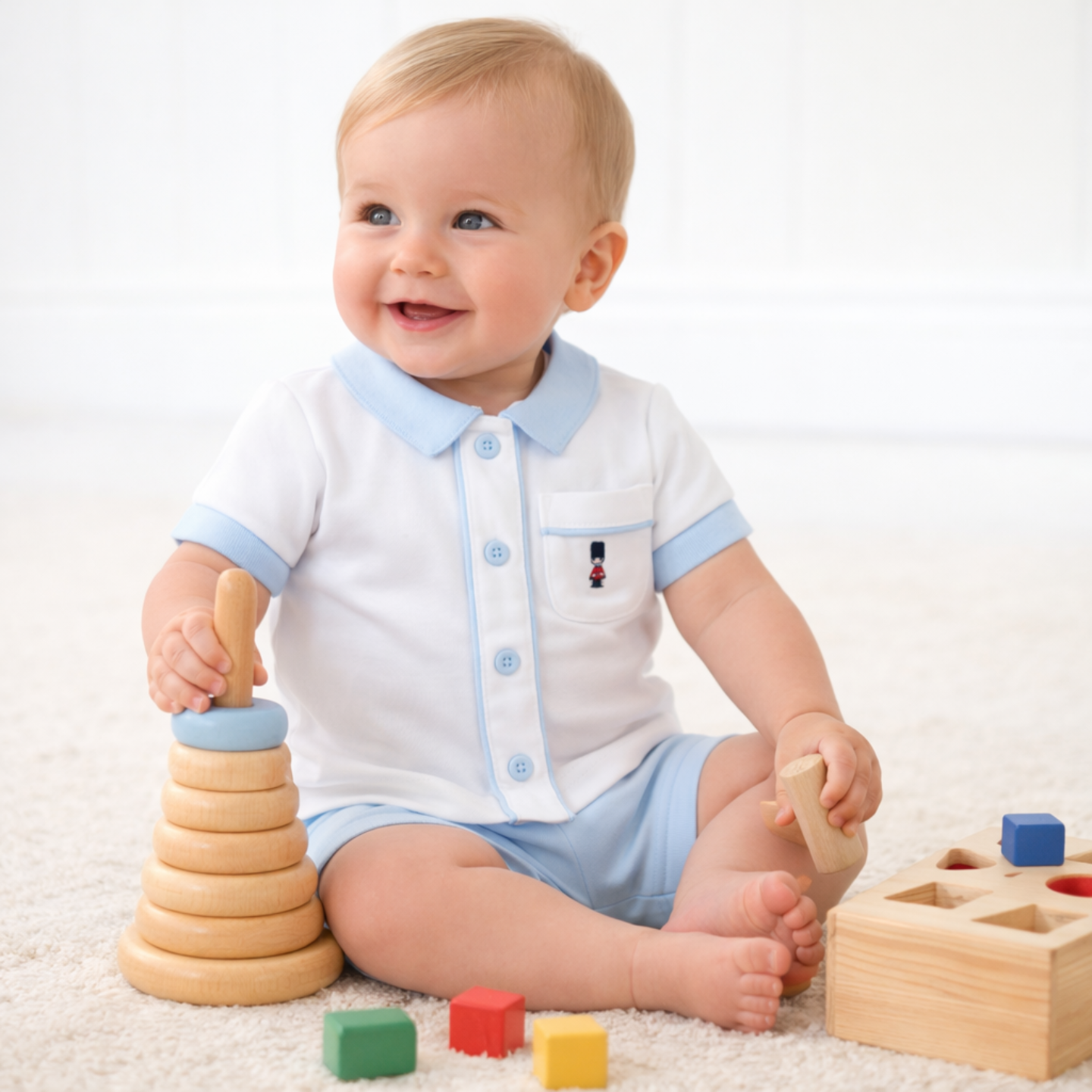 Amore Boys Blue Polo & Short Set