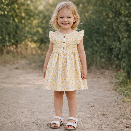 Deolinda Girls Lemon Floral Smock Dress