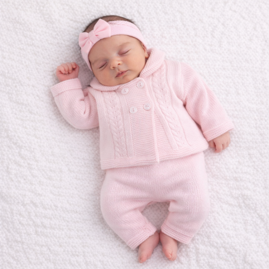 Little Nosh Pink Knitted Jacket & Trouser Set