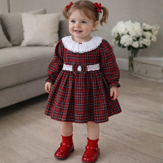 Little Nosh Girls Red Tartan Dress