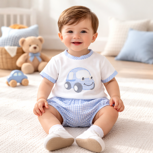 Sardon Baby Boys Blue Car Jam Pant Set