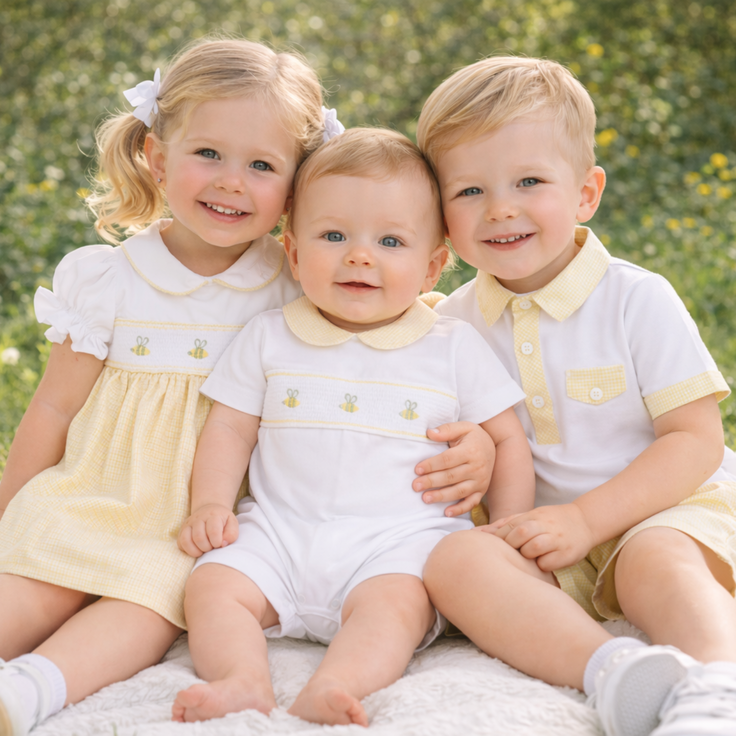 Deolinda White Smock Bumble Bee Romper