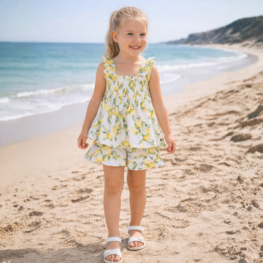 Deolinda Sorrento Girls Lemon Design Short Set