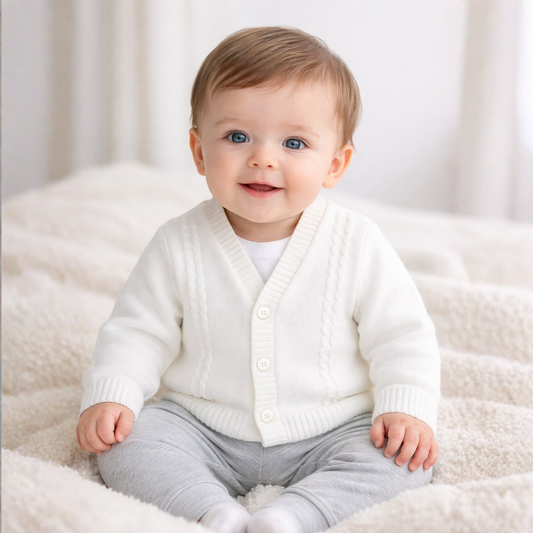 White Cable Knit Cardigan