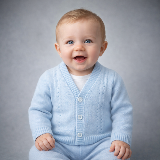 Blue Cable Knit Cardigan