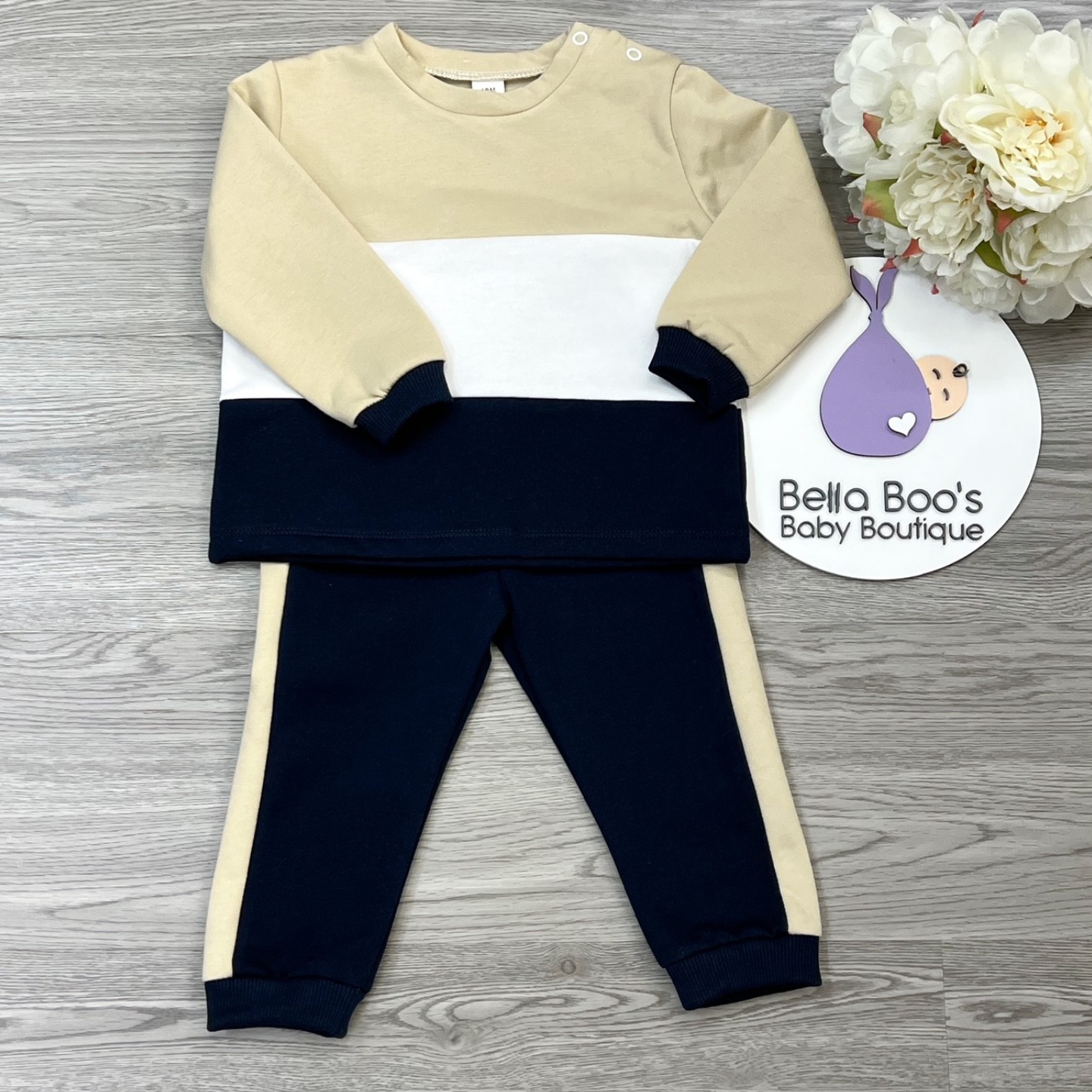 Boys Navy/Beige Tracksuit