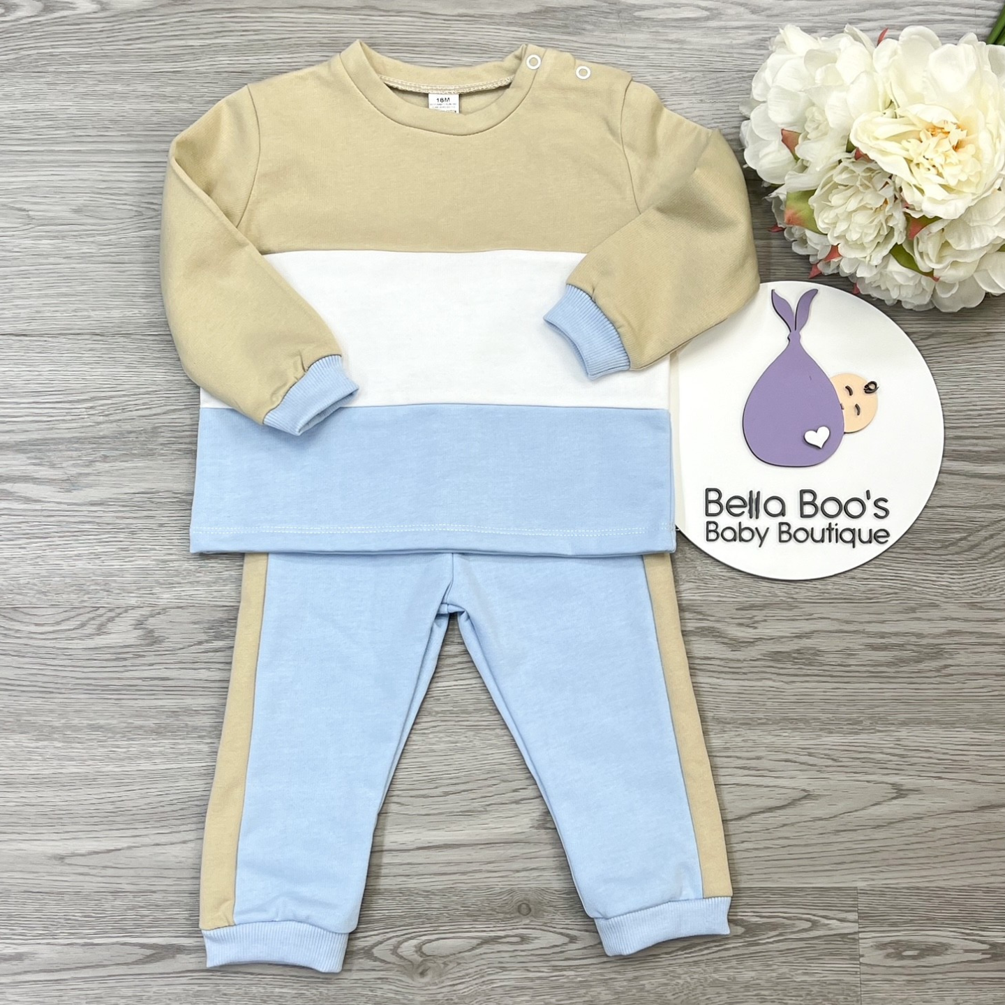 Boys Blue/Beige Tracksuit