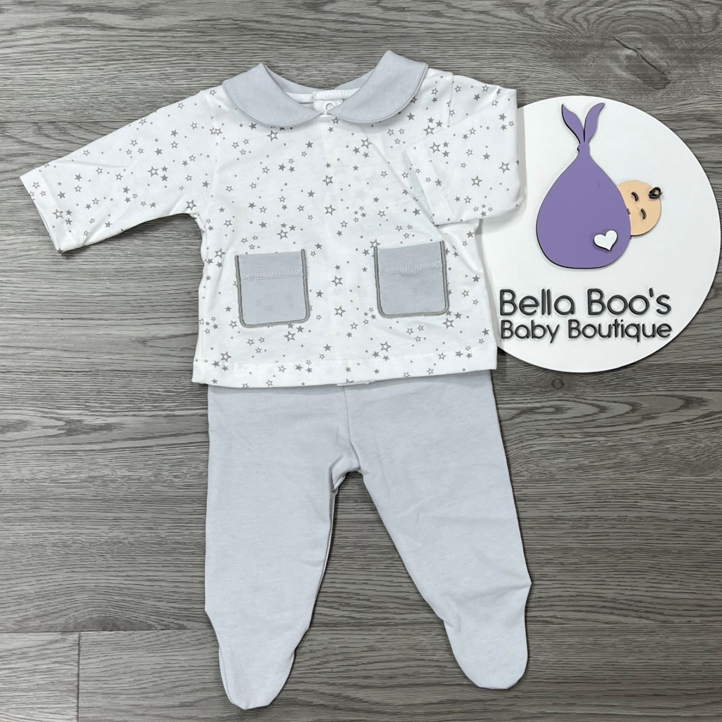 Baby Boys Grey Star Two Piece Set